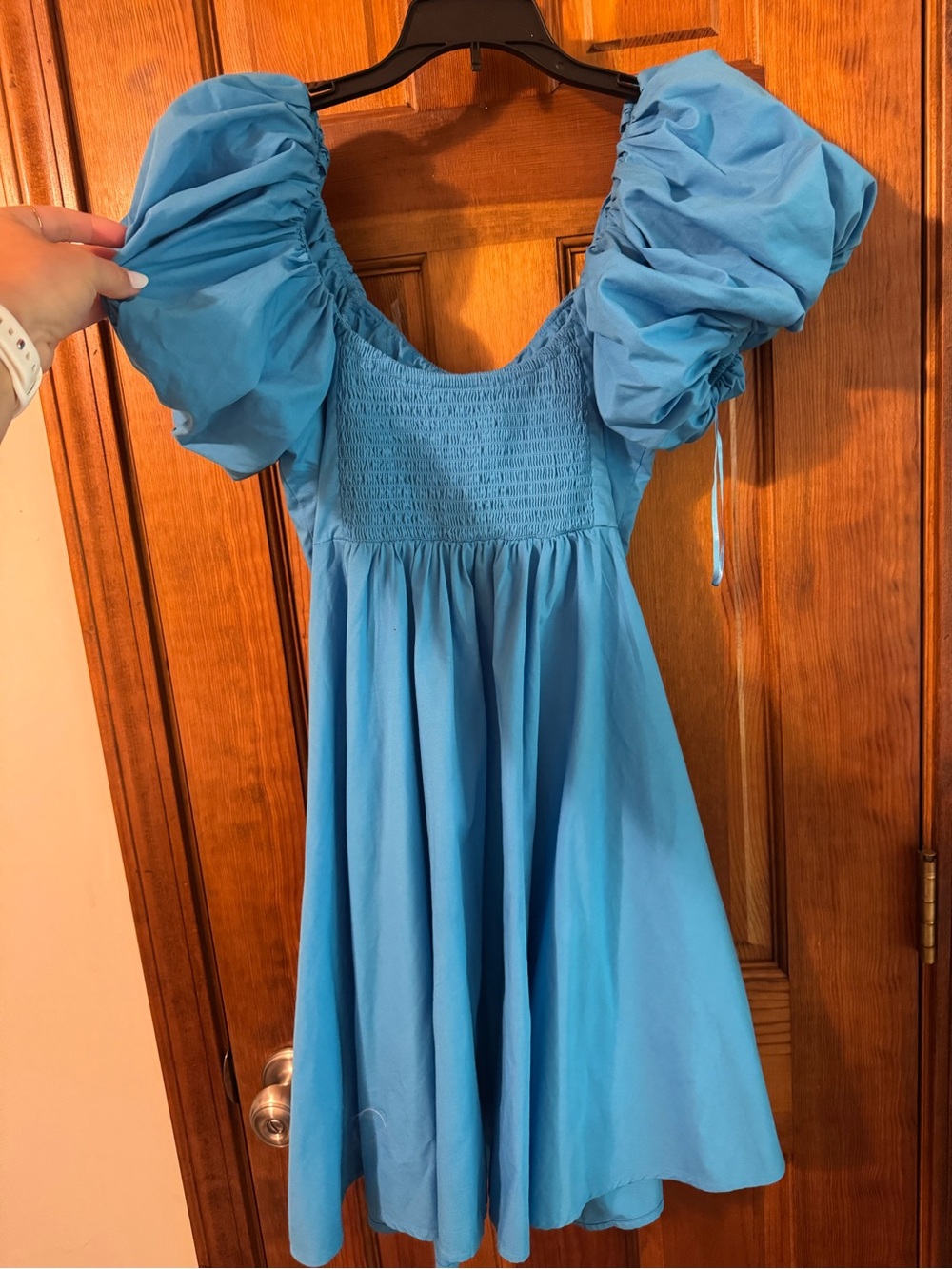 Abercrombie & Fitch Blue Puff-Sleeve Mini Dress - Picture 3 of 3
